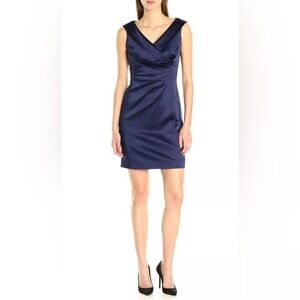 Tahari Satin Navy Sleeveless Dress, size 6
